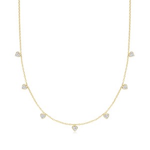 Ross-Simons 0.30 ct. t.w. Diamond Heart Station Necklace in 18kt Gold Over Sterling - 1 of 4