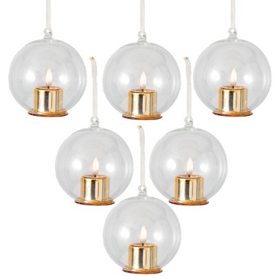 Sullivans Set of 6 Led Candle Ball Ornament Kit 4"H Gold