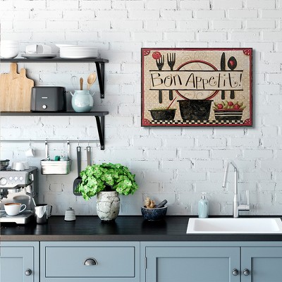 Bon Appetit Vintage Kitchen Canvas Wall Art, 24 x 30