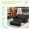 Yinvani Black Wooden Baby Armchair with Small Footstool - 3 of 4