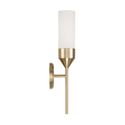 Devon Matte Brass Wall Sconce with Soft White Glass