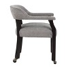 Treasure Trove Accents Castered Dining Chair Vandusen Black/Gray: Upholstered Polyester, Rubberwood Frame, Spot Clean - 3 of 4