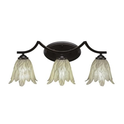 Toltec Lighting Zilo 3 - Light Vanity in  Dark Granite with 7" Vanilla Leaf Shade