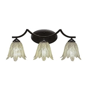 Toltec Lighting Zilo 3 - Light Vanity in  Dark Granite with 7" Vanilla Leaf Shade - 1 of 1