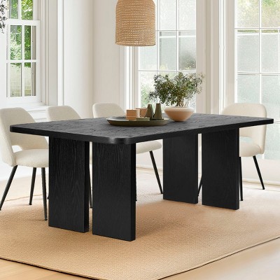 Kyoto Japandi Style 79" Black Solid Oak Dining Table with 4 Point/Leg for Dining Room, Indoor Furniture - Maison Boucle