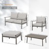 HAPPATIO Patio Outdoor Furniture Set - 6 Pieces Aluminum Outdoor Conversation Set with Loveseat,Armchairs,Coffee Table and Ottomans for Yard,Porch - 3 of 4
