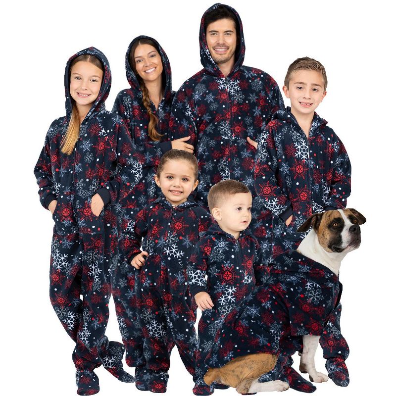 Footed Pajamas - Family Matching - Winter Whiteout Hoodie Fleece Onesie For Boys, Girls, Men and Women | Unisex, 4 of 5