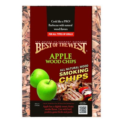 Best of the West All Natural BBQ Sweet Apple Wood Smoking Chips for All Grill Types, 180 Cubic Inches