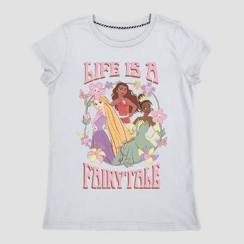 Girls' Disney Princess 'Life is a Fairytale' Graphic T-Shirt - Light Blue