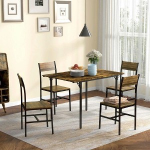 Resenkos Folding Dining Table for 2 to 4 People, Industrial Drop Leaf Table, Kitchen Table for Small Spaces, Rustic Brown - 1 of 4