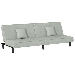 vidaXL Convertible Sofa Bed in Elegant Light Gray Velvet Material – Modern Design, Comfortable Seating by Day, Cozy Bed by Night. - 1 of 4