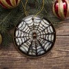 Golden Arachnid Haunt Intricate Spider Web Stained Glass Style Ceramic Ornament, Halloween Themed Christmas Gift and Decor| OrnamentallyYou - 4 of 4
