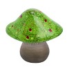 Transpac Small Terracotta Glazed Green Blue Mushroom Figurines Set of 2 Home and Garden Decorations - 2 of 3