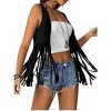 Coolmee Women's Western Fringe Vest Faux Suede Country Cowboy Outfits 70s Hippie Tessel Jacket Cardigan 2XL Black - 3 of 4
