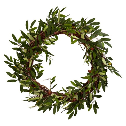 20 Artificial Olive Wreath Green Nearly Natural Target