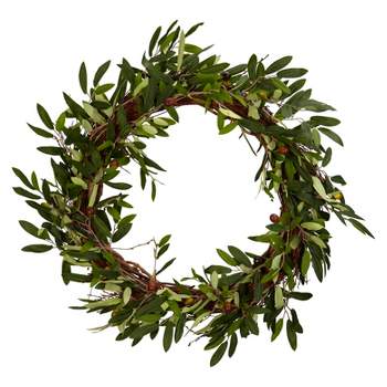 20" Artificial Olive Wreath - Nearly Natural