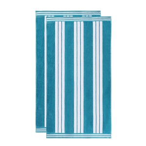 Striped Oversized Extra Large Cotton Beach Towel Set by Blue Nile Mills - 1 of 4