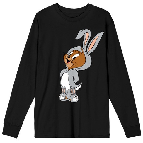Men\'s Mashups Bunny Tee : Mouse Tunes Suit Wb Wearing Target Looney Long Jerry 100: Sleeve Black