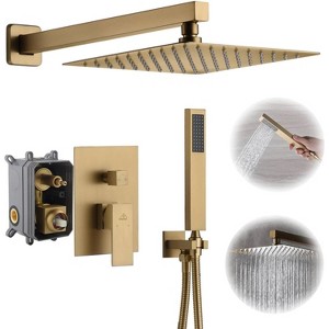 CASAINC 10" Inch Wall Mounted Square Shower System Set with Handheld Spray - 1 of 3
