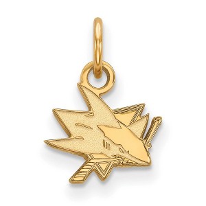 Black Bow Jewelry 14k Yellow Gold Plated Sterling Silver San Jose Sharks NHL Extra Small Pendant - 1 of 3