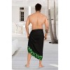 LA LEELA Men's Pareo Regular Swimsuits Summer Sarong Long Swim Beach Wrap One Size Leaves, Black - 4 of 4