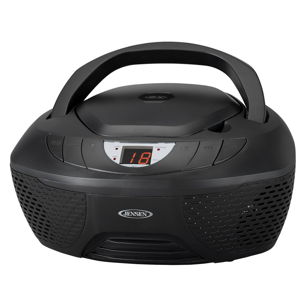 Photos - Media Player Jensen CD AM/FM Radio Boombox with LED display - Black  (CD-475)