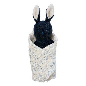 Manhattan Toy Embroidered Plush Bunny Baby Rattle + Soft Cotton Burp Cloth, 16 x 16 Inches - 1 of 4