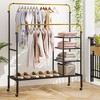 Costway Rolling Clothes Drying Rack Double Rods Garment Rack with Height Adjustables Gold/Silver - 4 of 4