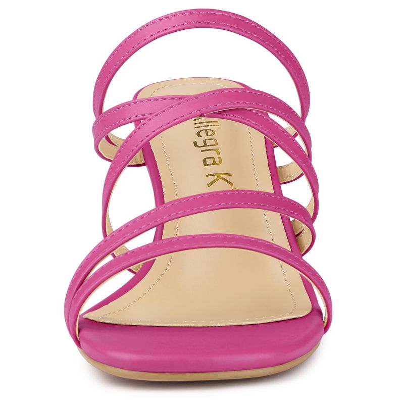 Allegra K Women's Strappy Block Heels Slide Sandals, 2 of 5