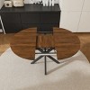 43-59" Extendable Round Dining Table for 6,Space Saving Modern Kitchen Table with Walnut Wood Veneer Top & Metal X-Base-Baofuwish - 2 of 4