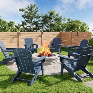 Folding Adirondack Chairs Set of 6 - HDPE Poly Lumber, 380lb Capacity & Weather-Resistant for Patio, Pool - 1 of 4