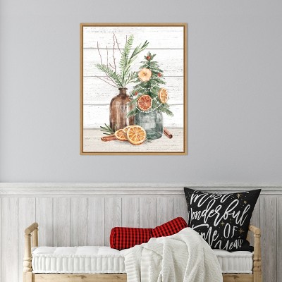Earth Tones Still Life Canvas Print with Maple Frame