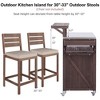 53.3 inch Brown Outdoor Kitchen Island with Raised Shelf, Solid Wood Storage Cabinet with Stainless Steel Top - 3 of 4
