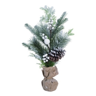 Transpac Artificial 26 in. Brown Christmas Snowy Pine Tree