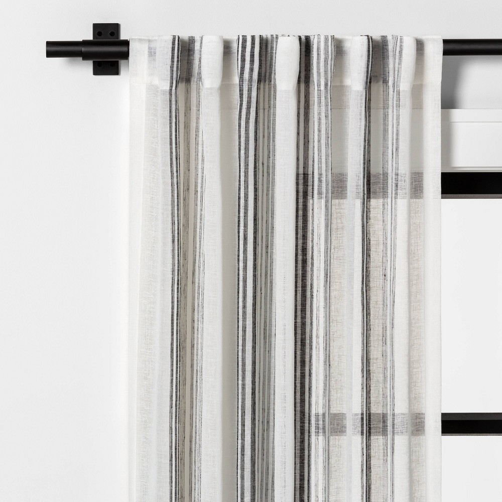 95" Vertical Stripe Curtain Sheer Gray - Hearth & Hand with Magnolia