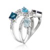 Ross-Simons 1.70 ct. t.w. Multi-Gemstone Highway Ring With .45 ct. t.w. Lab-Grown Diamonds in Sterling Silver - 3 of 4