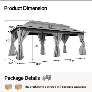 YARDGRACE Semi-permanent Patio Gazebo 10'x20' with Expansion Bolts, Outdoor Heavy Duty Party Shelter with Double Roof - 1 of 4