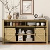 Okak Farmhouse Buffet Sideboard Storage Cabinet for Dining Room,Kitchen Pantry Cabinets with Sliding Barn Door & Mesh Panels - 2 of 4