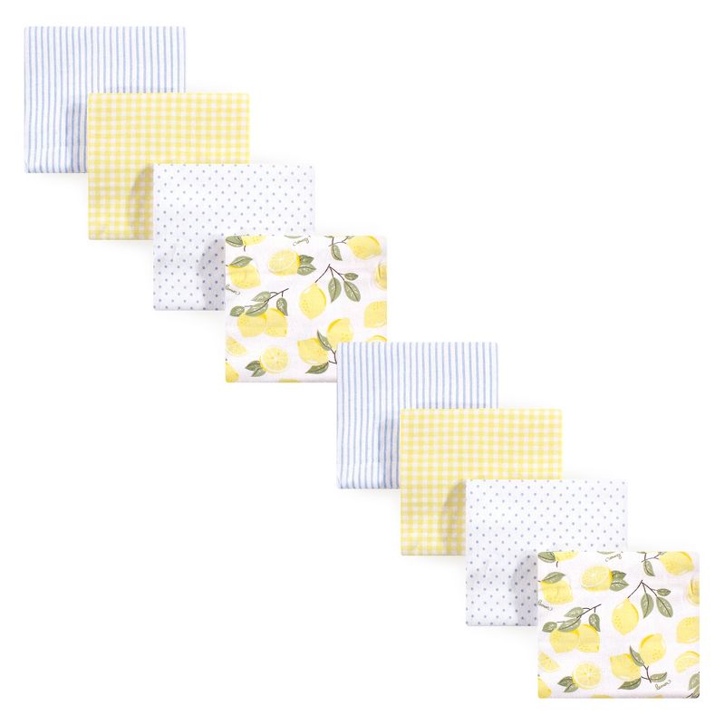 Hudson Baby Infant Girl Cotton Flannel Receiving Blankets Bundle Set, Lemons 8-Pack, One Size, 1 of 3