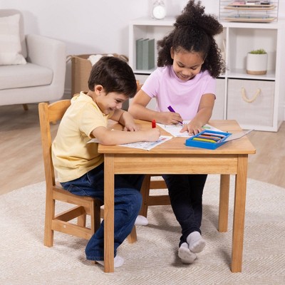 Natural Wood 3-Piece Kids Table and Chair Set