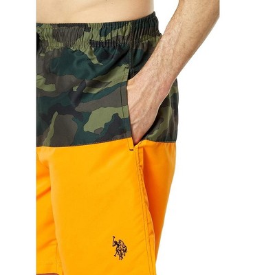 U.S. Polo Assn. U.S. Polo Assn. Men's Color Block Camo Swim Trunks Orangina Large — фото 3