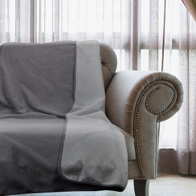 Gray Reversible Waterproof Fleece and Wool Dog Blanket