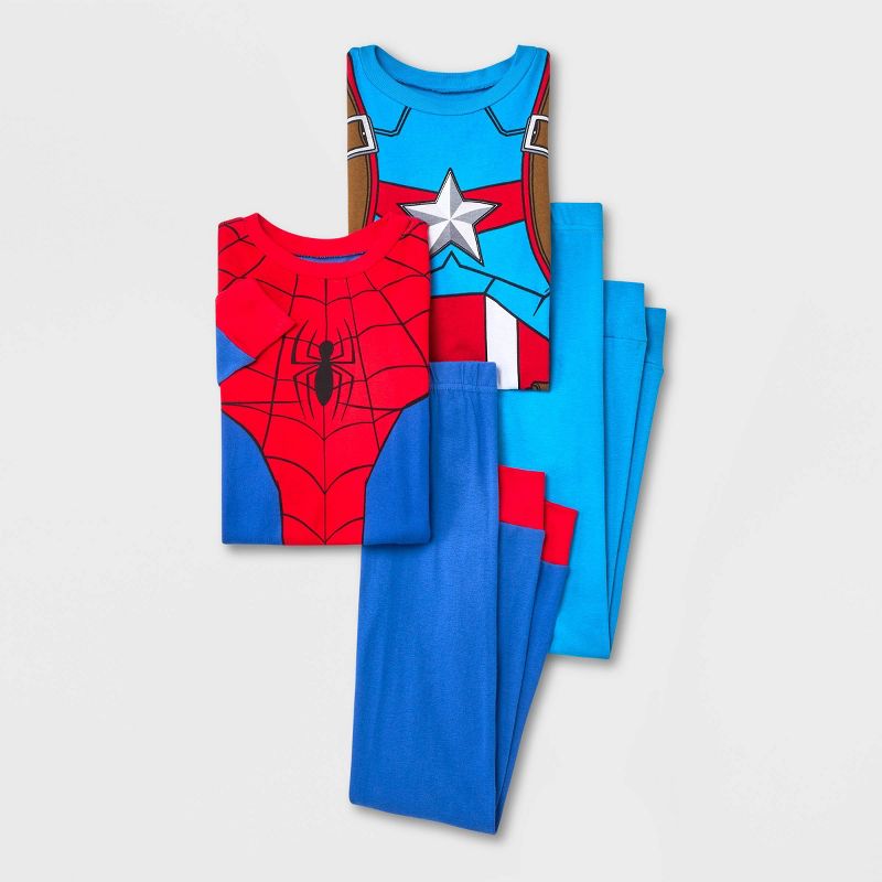 Boys' Marvel 4pc Pajama Set - Blue, 1 of 4