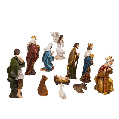 15-Inch Multicolor Resin Nativity Scene Set with 11 Pieces