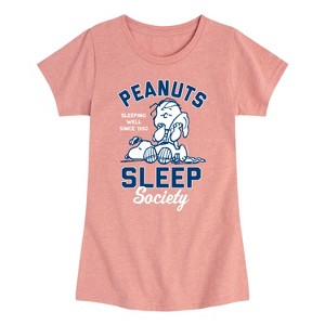 Girls' - Peanuts - Peanuts Sleep Society Fitted Short Sleeve Graphic T-Shirt - 1 of 4