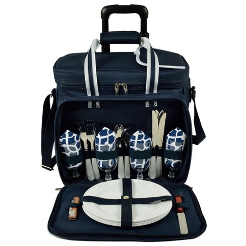 Picnic at Ascot Soft Sided Rolling Cooler with Four Person Picnic Set - image 1 of 4