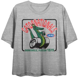 National Hot Rod Association Gatornationals Women’s Athletic Heather Crew Neck Short Sleeve Crop Top - 1 of 4