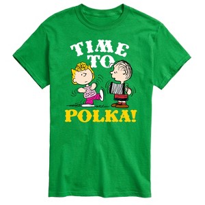 Men's - Peanuts - Sally and Linus Oktoberfest Time To Polka Short Sleeve Graphic T-Shirt - 1 of 4