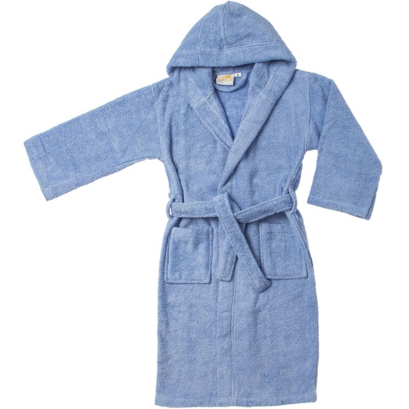 100% Cotton Ultra-Soft Terry Lightweight Kids Unisex Hooded Bathrobe by Blue Nile Mills, 1 of 5