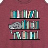 Women's - Instant Message - Cat Book Shelf Graphic Racerback Tank - 2 of 4